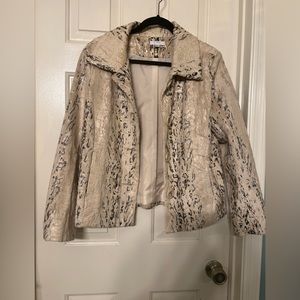 Erin Metallic and faux-fur jacket size M
